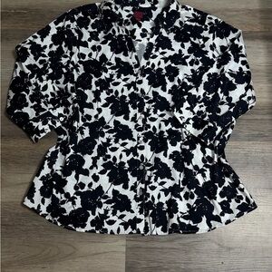 212 Collection Monochrome Floral Button Down Shirt 97 % Cotton 3 % Spandex